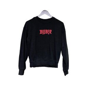 Justin Bieber Purpose Concert Tour Black Crew Neck Sweatshirt Size Small Divided